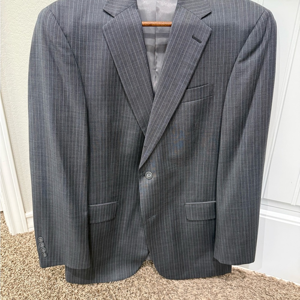 Hart Schaffner Marx Charcoal Pinstripe Suit Jacket
